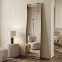 Espejo Vestidor Alto Cuadriculas Marco Oro Serie Ainans