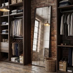 Espejo Vestidor Alto Cuadriculas Marco Negro Serie Ainans