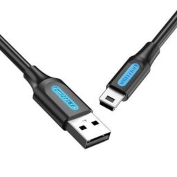 Cable USB 2.0 Vention COMBD 480Mbps 0.5m Negro 10W Mini USB A Macho-Mini B Macho
