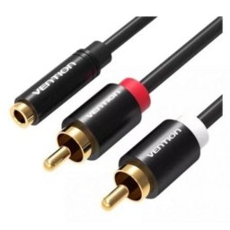 Cable estéreo Vention VAB-R01-B200 Jack 3.5 hembra a 2x RCA macho 2 m chapado en oro