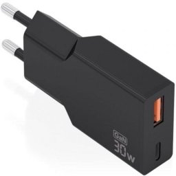 Cargador Aisens A110-1005 GaN 30W USB-C PD3.0 QC4.0 y USB-A QC3.0 Negro