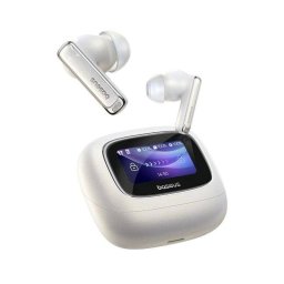 Auriculares Baseus Bowie M2s Ultra inalámbricos Bluetooth con Cancelación de Ruido, pantalla táctil LCD y audio Hi-Fi, blancos