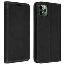 Avizar Funda de Piel Auténtica Negra para Apple iPhone 11 Pro Max