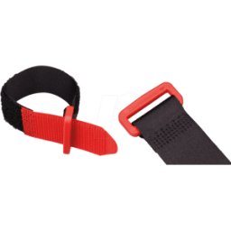 FREI KLETTBAND 630 SR - Cinta de velcro con lazo, 630 x 25 mm, negro/rojo