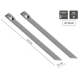 GOOD CONNECTIONS GC KAB-E15X79 - Bridas de acero inoxidable, 150 mm x 7,9 mm, paquete de 20