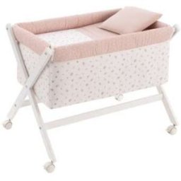 Minicuna Tijera Madera Calma Rosa/Blanco 55x87x74cm Cambrass