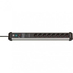 Brennenstuhl Premium-Protect-Line Regleta de Enchufes con 8 Tomas 3m Plateado/Negro