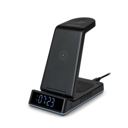 Thomson CL750IA Estación de Carga Inalámbrica por Inducción de 3 Zonas con Reloj Despertador