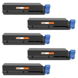 PcCom Essential OKI B432/B512/MB492/MB562/45807111 Tóner Compatible Negro Pack 5