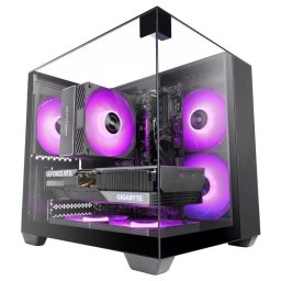 Mars Gaming Mc-visionm Caja Pc Compacta Microatx Triple Cristal Templado Doble Cámara Negro
