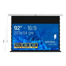 Pantalla proyector eléctrica iggual tensionada 92″ 16:9 motorizada 203x114cm mando a distancia