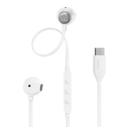 Auriculares JBL con cable USB-C Pure Bass, Hi-Res Audio, micrófono, blanco