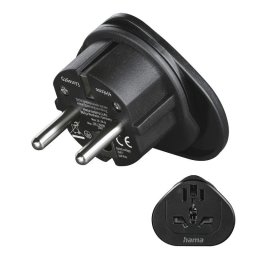 Regleta Hama 00223454 1 Toma Universal Adaptador Enchufe Multinorma Negra