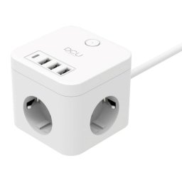 Regleta DCU Tecnologic EnergyCube 3 Tomas 3 USB-A 1 USB-C con Protección y Cable 1,5 m