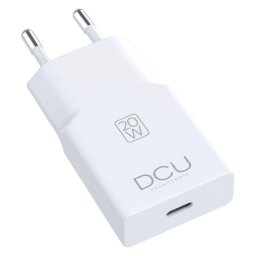 Cargador DCU Tecnologic 37300920 USB-C Power Delivery 20W ultrafino blanco