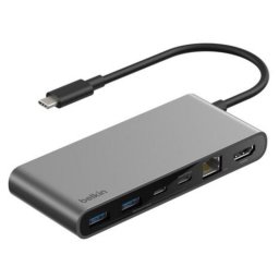 Hub Belkin 8 puertos 10 Gbps modelo INC024HQSGY con HDMI, Ethernet 2.5G y lector SD