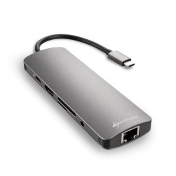 Sharkoon Adaptador USB-C a HDMI/USB 3.2/RJ45 Gris