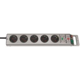 Brennenstuhl Super-Solid Regleta de 5 Enchufes con Protección contra Sobretensiones 2.5m Plata