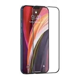 Muvit for Change Protector Pantalla Cristal Templado Marco Negro Antibacteriano para iPhone 13 Pro Max