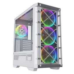 Nfortec DRACO X A-RGB Torre ATX 4 Ventiladores Cristal Templado USB 3.2 Soporte GPU Blanca