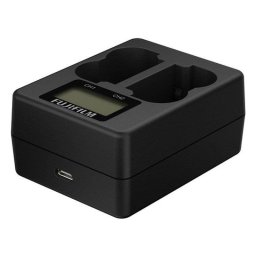 Cargador de batería Fujifilm BC-W235 para cámaras digitales, doble ranura, pantalla LCD