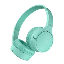 Auriculares Belkin SoundForm Mini inalámbricos y con cable Bluetooth para llamadas y música, diseñados para niños, color menta