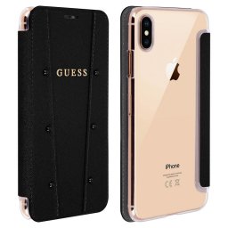 Guess Funda Libro Textil Negra para iPhone XS Max