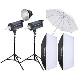 Bresser CD400 Pack 2 Flashes de Estudio 400W + Conjunto N°4 Accesorios de Estudio