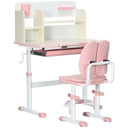 Homcom Juego De Escritorio Y Silla Para Niños De +3 Años 80x52x88-109 Cm Rosa