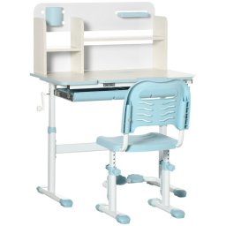 Homcom Juego De Escritorio Y Silla Para Niños +3 Años Con Altura Ajustable Azul