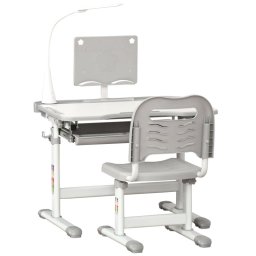 Homcom Juego De Escritorio Y Silla Para Niños De +6 Años Altura Ajustable Gris