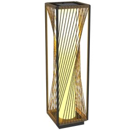 Outsunny Linterna de Jardín de Ratán Sintético con Luces LED 22x22x77cm Gris