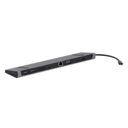Base para portátil TnB DSMST12 11 en 1 USB-C HDMI DisplayPort VGA RJ45 SD Negro