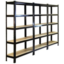 Estantería MonsterShop T-Rax 75 cm acero negro 3 módulos 5 estantes 150 kg