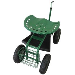 Asiento de jardín MonsterShop desplazable con bandeja, cesta y guantes incluidos
