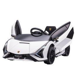 Homcom Coche Eléctrico Blanco 12V +3 Años Lamborghini Sian con Mando a Distancia