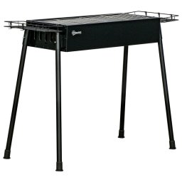Outsunny Barbacoa De Carbón Con 2 Parrillas De Acero Inoxidable 77x30x70cm Negro
