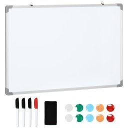 Homcom Pizarra Magnética Con Marco De Aleación Aluminio 90x60 Cm Borrado En Seco