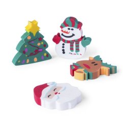 Flop Set De Gomas De Borrar Con Originales Diseños Navideños.