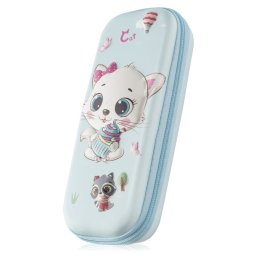 Estuche Portatodo Con Diseño Gatita Y Mapache En 3d.
