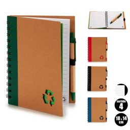 Pack 4 Libretas De Cartón Reciclado 18x14 Cm. Surtido 4 Diseños.