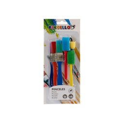 Set de pinceles con pintura y esponjas Termoplástico Multicolor Manualidades