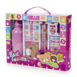 Set de papelería con estuche metálico y botella metálica de agua, incluye accesorios escritura