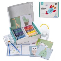 Set pintura acrílica para dedos 12 colores no tóxica lavable con accesorios