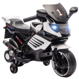 Aiyaplay Moto Eléctrica Para Niños 6v Con Ruedas De Apoyo Música Blanco