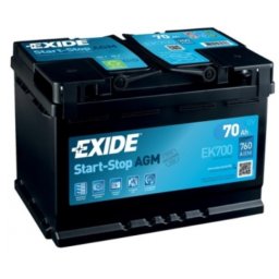 Batería de arranque AGM Exide 12V 70ah EK700