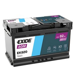 Batería de arranque AGM EK820 Exide 12V 82ah