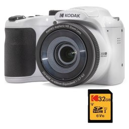 Cámara Digital Compacta Kodak Pixpro AZ255 16 MP 25x Zoom Óptico Gran Angular 24mm SD 32GB Blanco