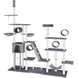 Tectake Árbol rascador para gatos, columnas de sisal, antivuelco, 261cm, gris