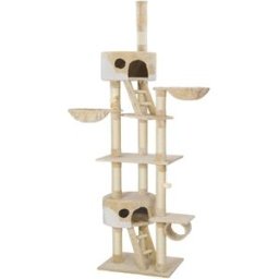 Tectake Árbol rascador para gatos, postes de sisal, antivuelco, 260 cm, gris